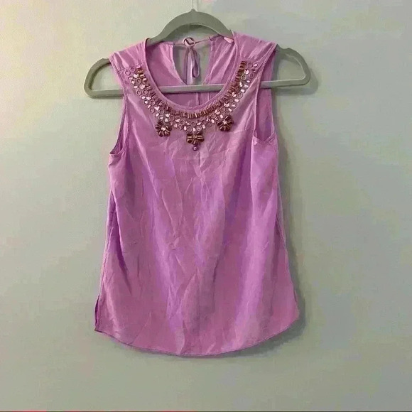 Lilly Pulitzer Silk Purple Sleeveless Blouse with Decorative Neck Size XS - Picture 1 of 10